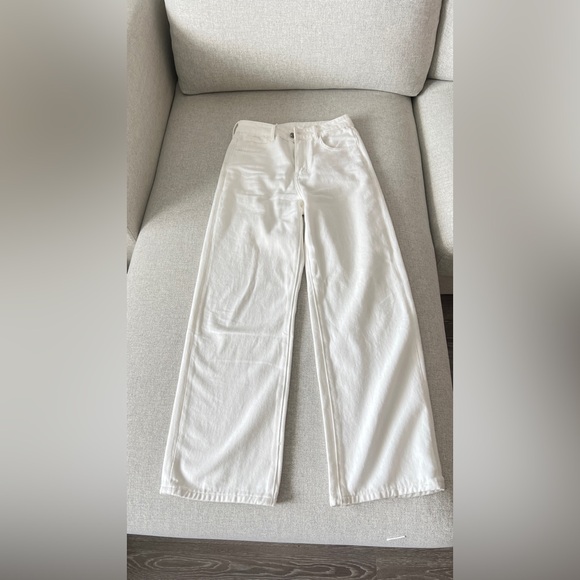 White Cotton Straight-Leg Jeans